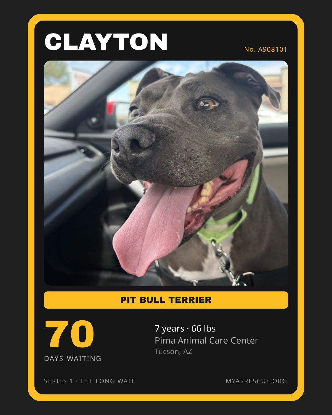 Clayton’s trading card, front