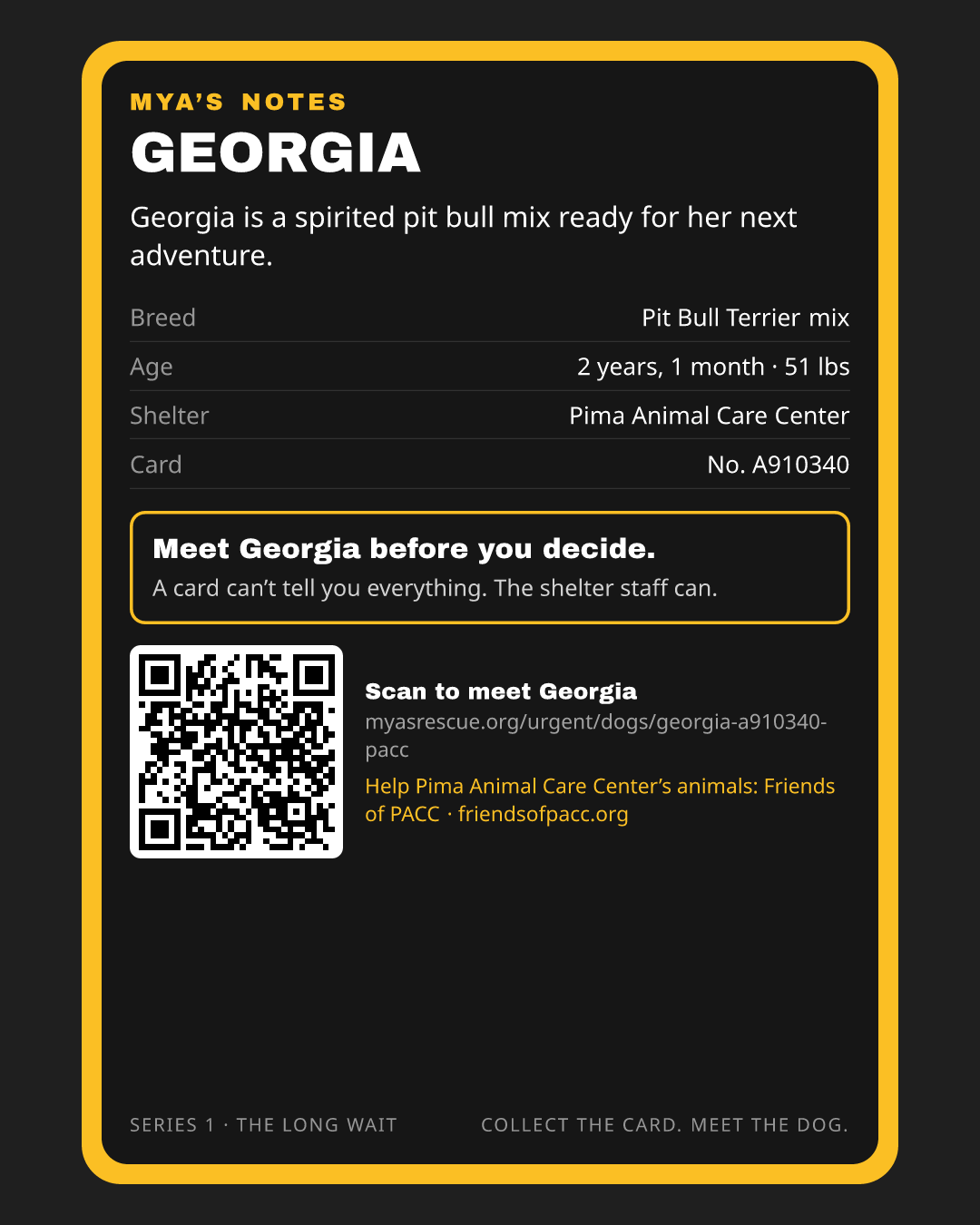Georgia’s trading card, back