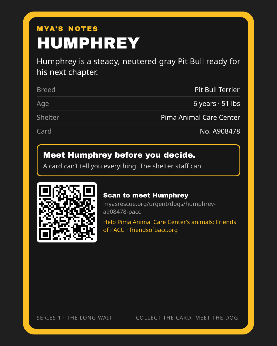 Humphrey’s trading card, back