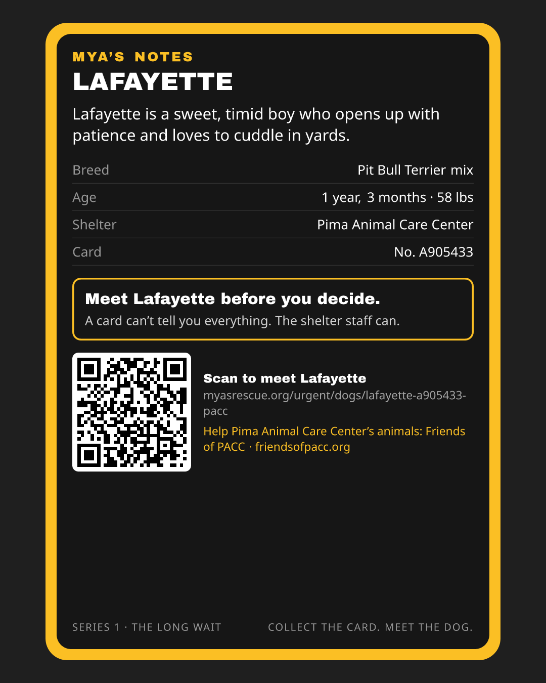 Lafayette’s trading card, back