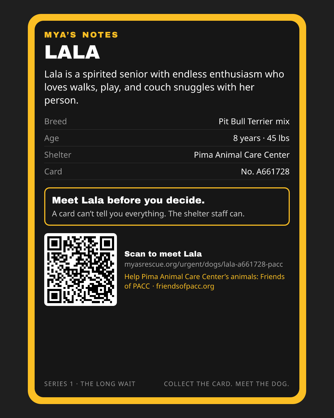 Lala’s trading card, back