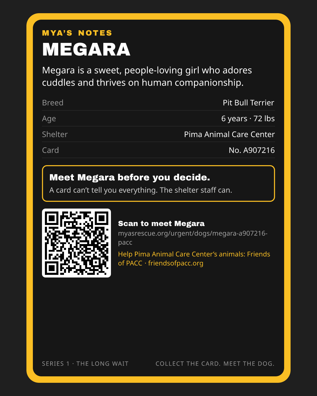 Megara’s trading card, back