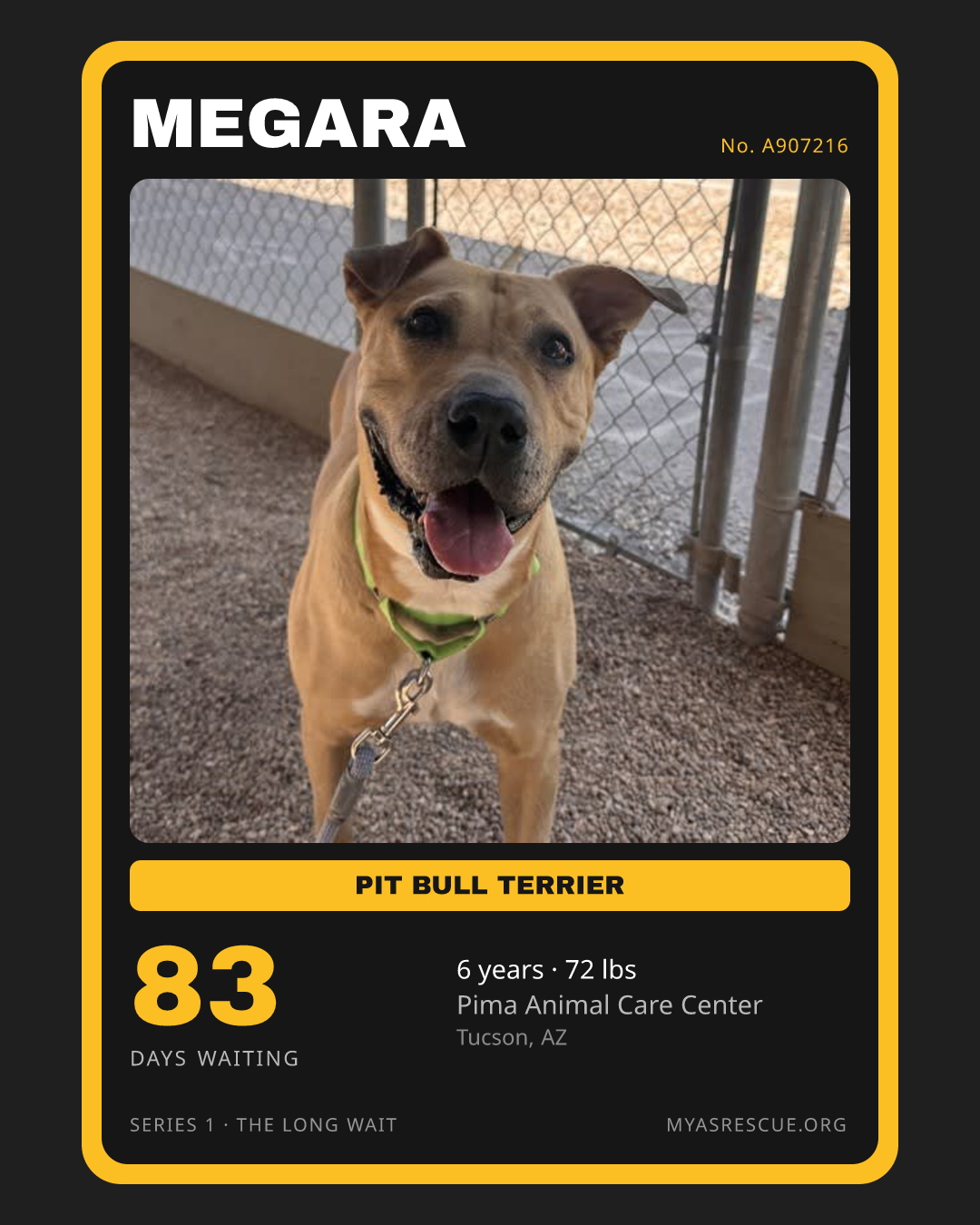 Megara’s trading card, front