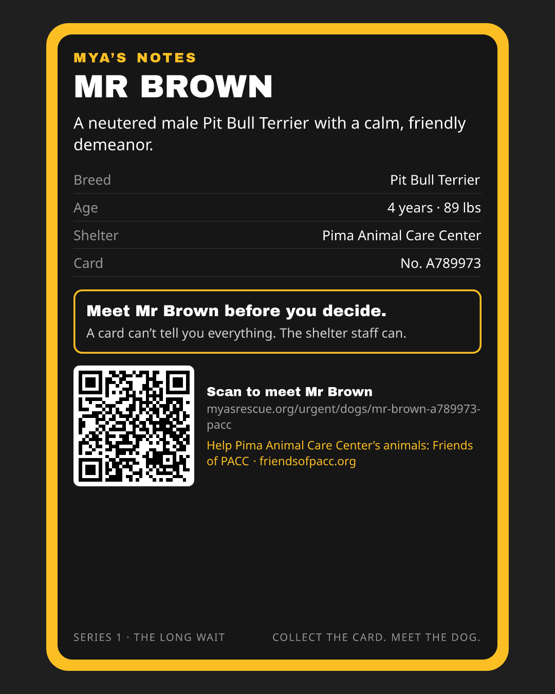 Mr Brown’s trading card, back