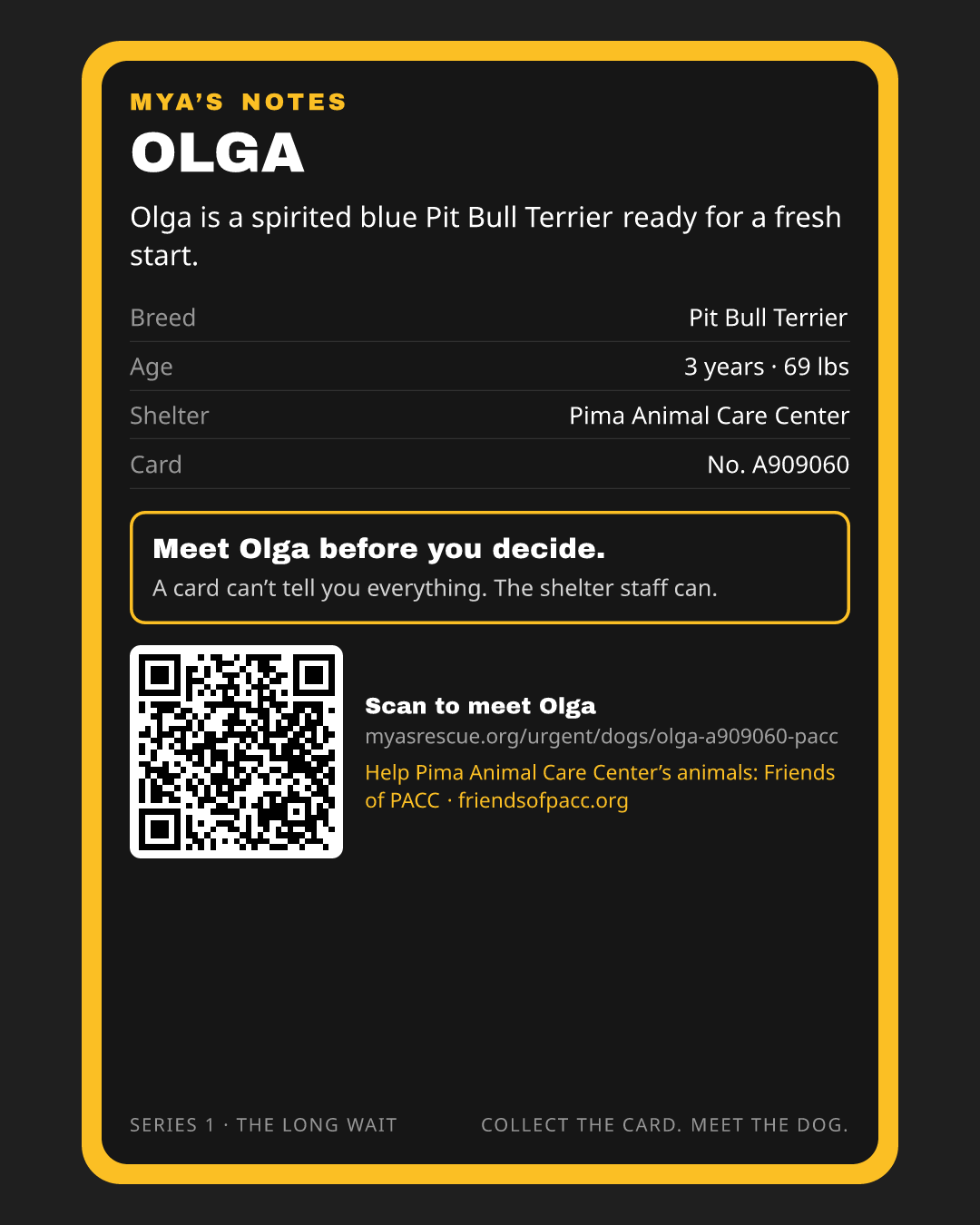 Olga’s trading card, back