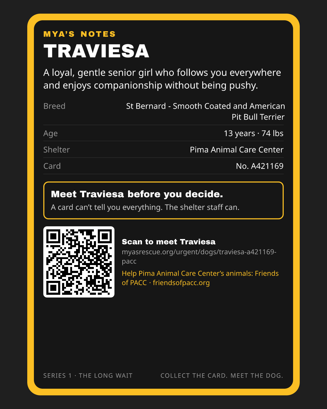 Traviesa’s trading card, back